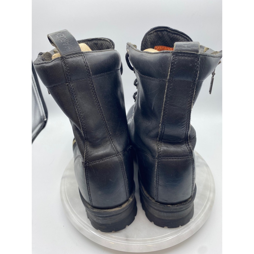 Harley Davidson Mens 13 Motorcycle Boots Black Leather Side Zip Lug Sole 91028 - Picture 3 of 15